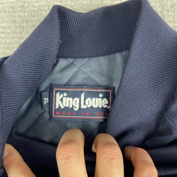 VINTAGE King Louie USA Bomber Jacket Men XL Navy Laborers Indianapolis Local 120 - Picture 13 of 16